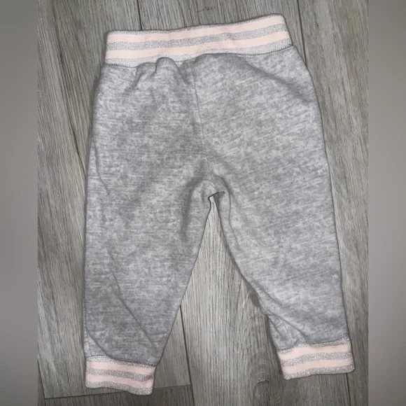 5/$15 George Light Gray and Pink Baby Fleece Sweat Pants - Picture 3 of 3